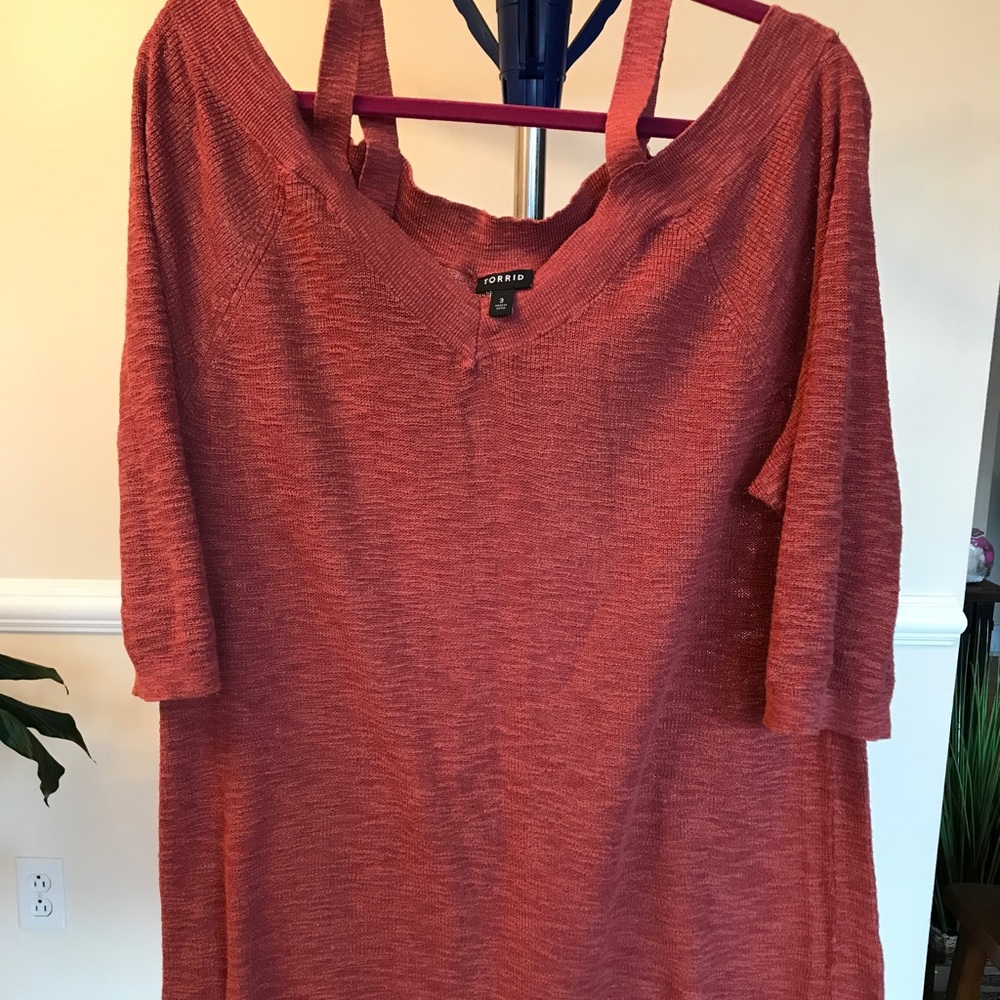 Off Shoulder V-Neck Sweater